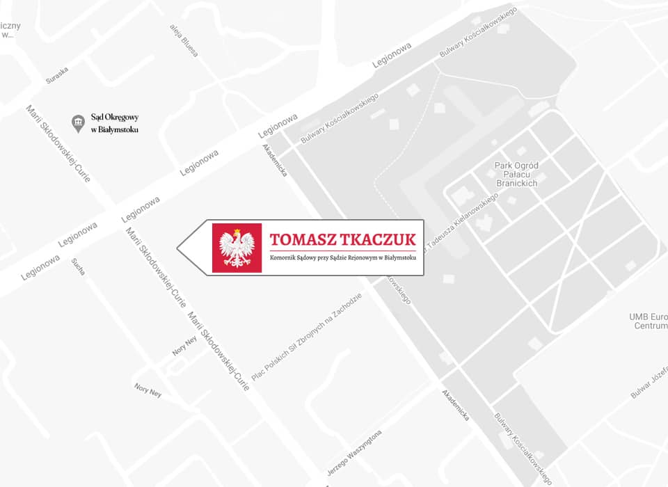 Komornik Białystok Tomasz Tkaczuk - mapa lokalizacji